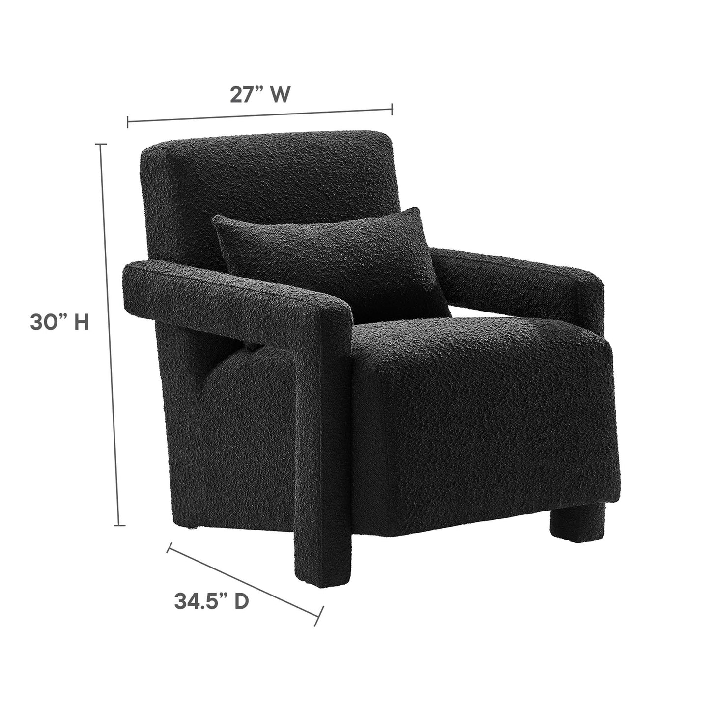 Modway Outlet Mirage Boucle Upholstered Armchair by Modway  Living Room Furniture Black - EEI-6475-BLK