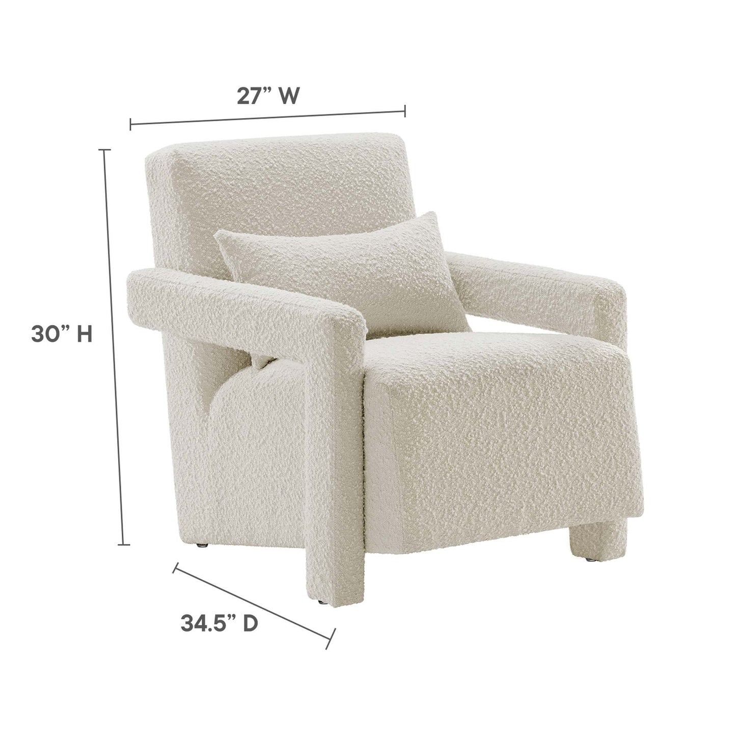 Modway - Mirage Boucle Upholstered Armchair by Modway  Living Room Sofas and Armchairs White - EEI-6475-IVO
