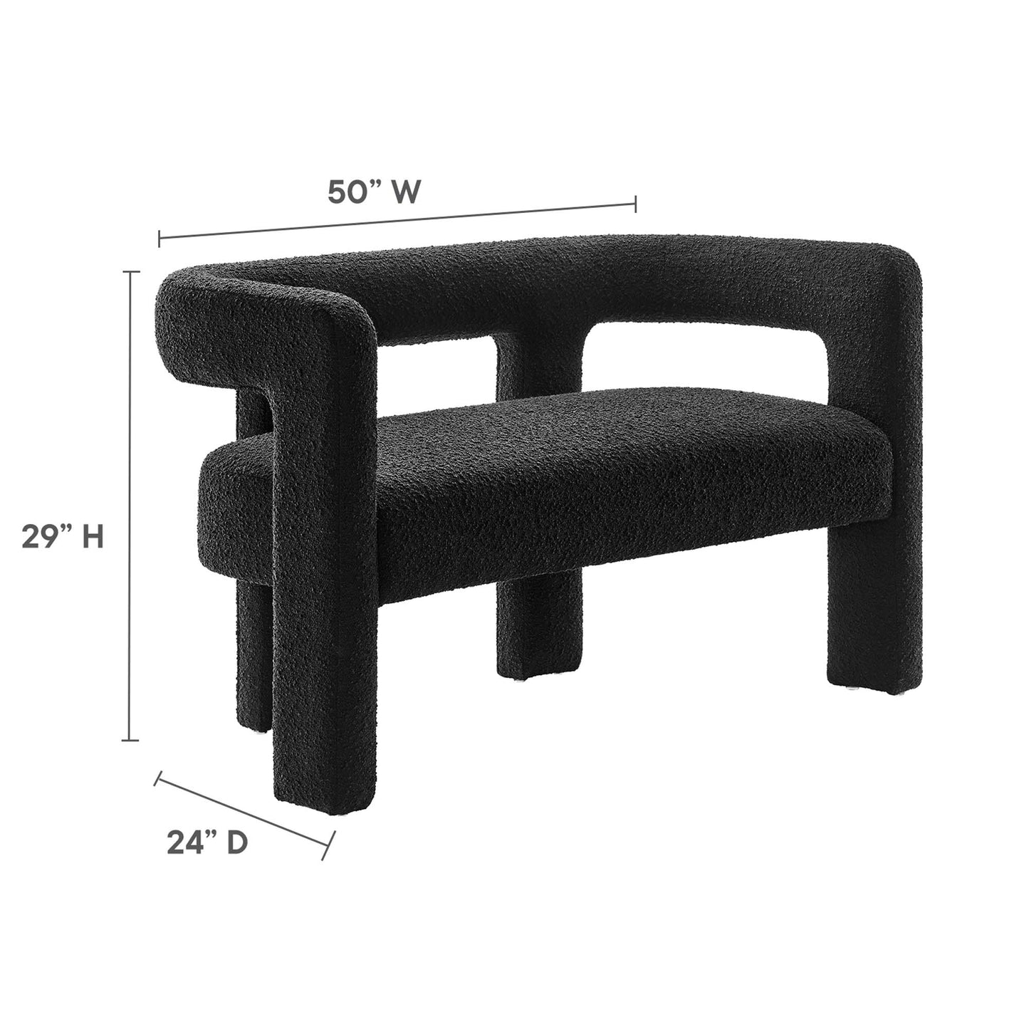 Modway - Kayla Boucle Upholstered Loveseat by Modway  Living Room Sofas and Armchairs Black - EEI-6477-BLK