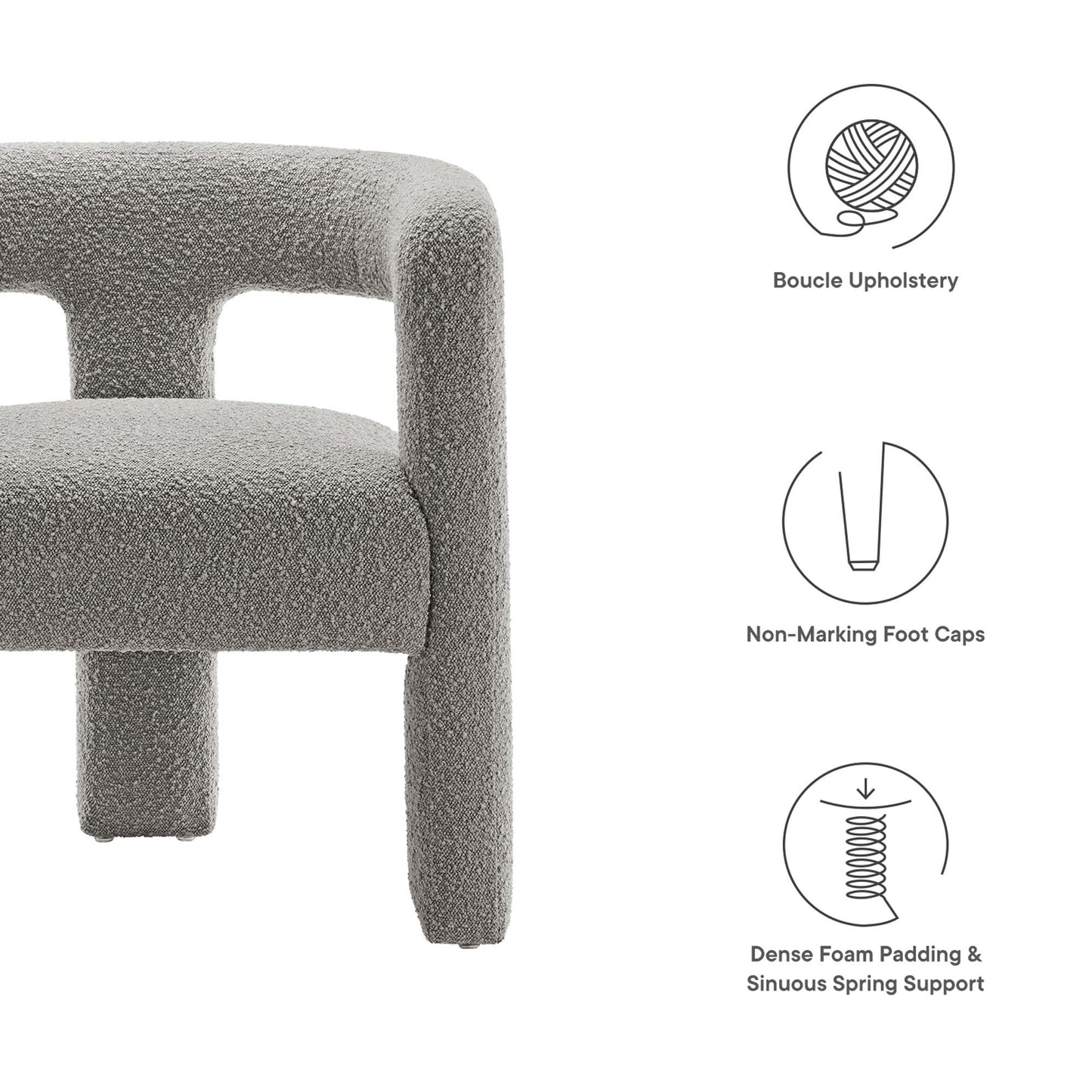 Modway - Kayla Boucle Upholstered Armchair by Modway  Living Room Sofas and Armchairs Gray - EEI-6479-LGR
