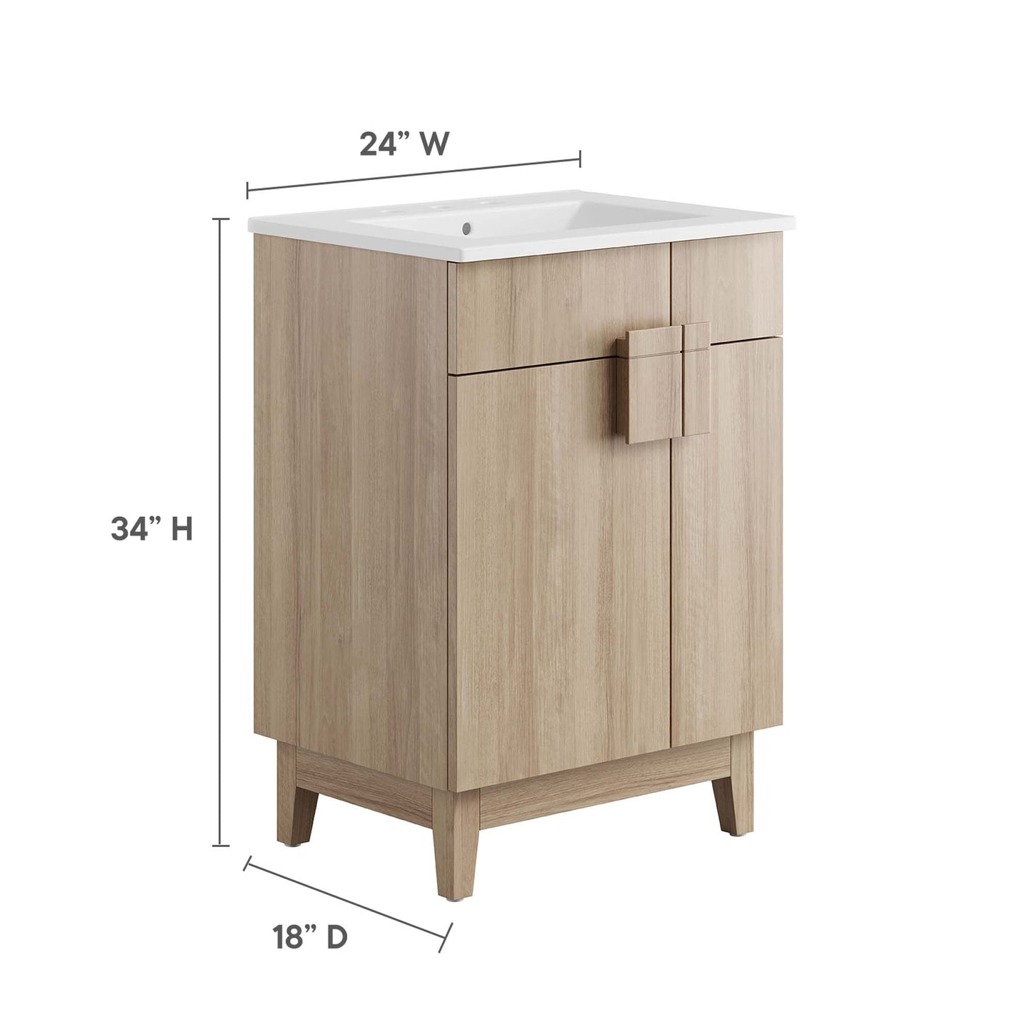 Modway - Miles 24? Bathroom Vanity by Modway  Bathroom Vanities Brown - EEI-6482-WHI-OAK