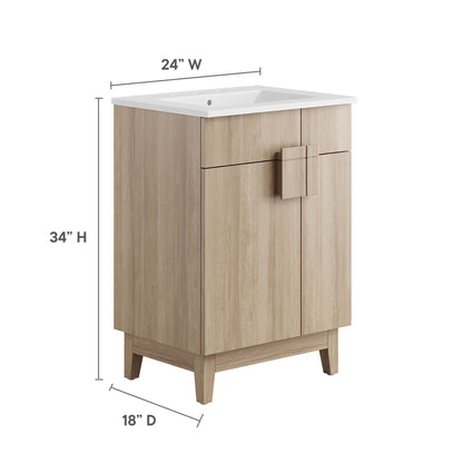 Modway - Miles 24? Bathroom Vanity by Modway  Bathroom Vanities Brown - EEI-6482-WHI-OAK