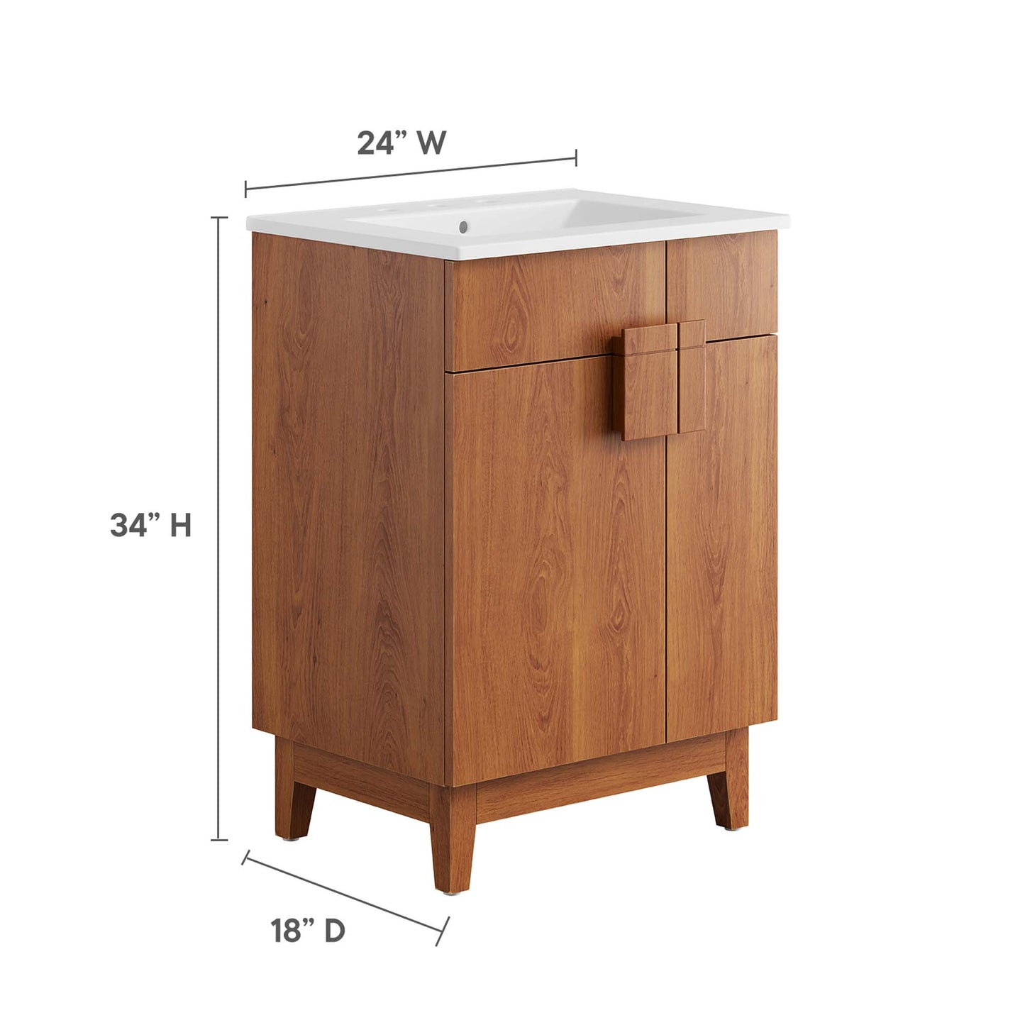 Modway - Miles 24? Bathroom Vanity by Modway  Bathroom Vanities Brown - EEI-6482-WHI-WAL