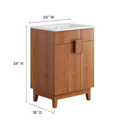 Modway - Miles 24? Bathroom Vanity by Modway  Bathroom Vanities Brown - EEI-6482-WHI-WAL
