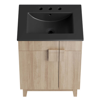 Modway - Miles 24? Bathroom Vanity by Modway  Bathroom Vanities Brown - EEI-6483-BLK-OAK