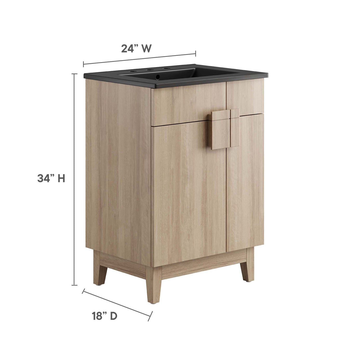 Modway - Miles 24? Bathroom Vanity by Modway  Bathroom Vanities Brown - EEI-6483-BLK-OAK