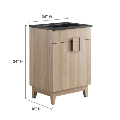 Modway - Miles 24? Bathroom Vanity by Modway  Bathroom Vanities Brown - EEI-6483-BLK-OAK