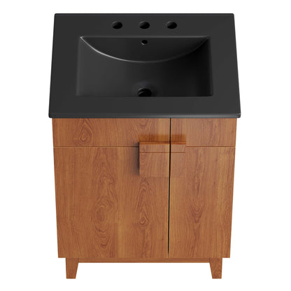 Modway - Miles 24? Bathroom Vanity by Modway  Bathroom Vanities Brown - EEI-6483-BLK-WAL