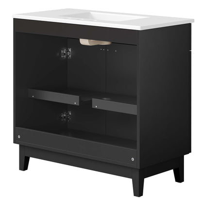 Modway - Miles 36? Bathroom Vanity by Modway  Bathroom Vanities Black - EEI-6484-WHI-BLK