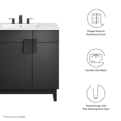 Modway - Miles 36? Bathroom Vanity by Modway  Bathroom Vanities Black - EEI-6484-WHI-BLK