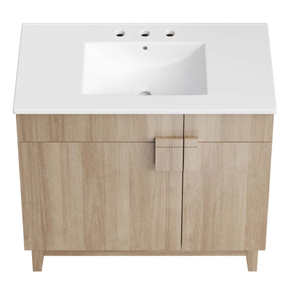 Modway - Miles 36? Bathroom Vanity by Modway  Bathroom Vanities Brown - EEI-6484-WHI-OAK