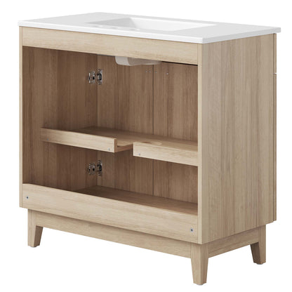 Modway - Miles 36? Bathroom Vanity by Modway  Bathroom Vanities Brown - EEI-6484-WHI-OAK