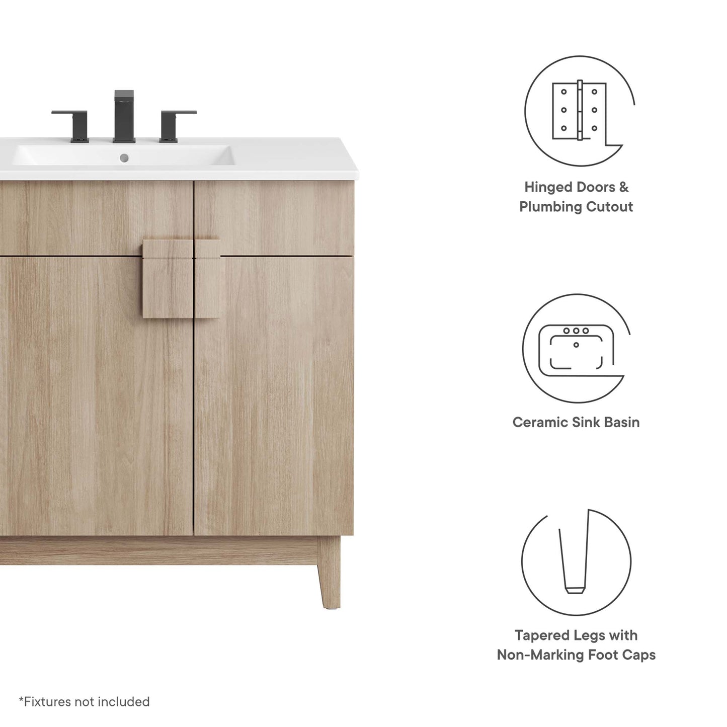 Modway - Miles 36? Bathroom Vanity by Modway  Bathroom Vanities Brown - EEI-6484-WHI-OAK