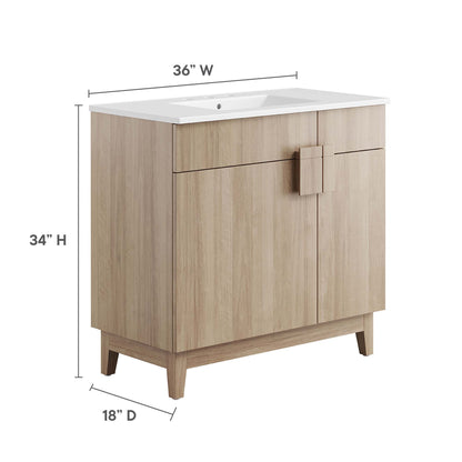 Modway - Miles 36? Bathroom Vanity by Modway  Bathroom Vanities Brown - EEI-6484-WHI-OAK