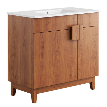 Modway - Miles 36? Bathroom Vanity by Modway  Bathroom Vanities Brown - EEI-6484-WHI-WAL