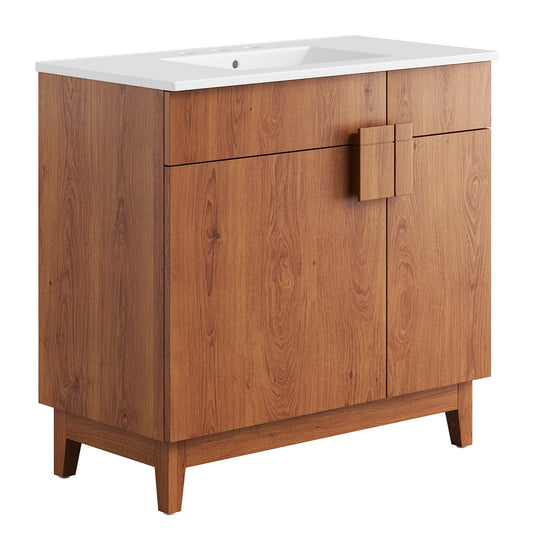 Modway - Miles 36? Bathroom Vanity by Modway  Bathroom Vanities Brown - EEI-6484-WHI-WAL