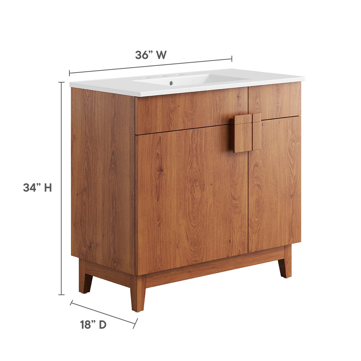 Modway - Miles 36? Bathroom Vanity by Modway  Bathroom Vanities Brown - EEI-6484-WHI-WAL