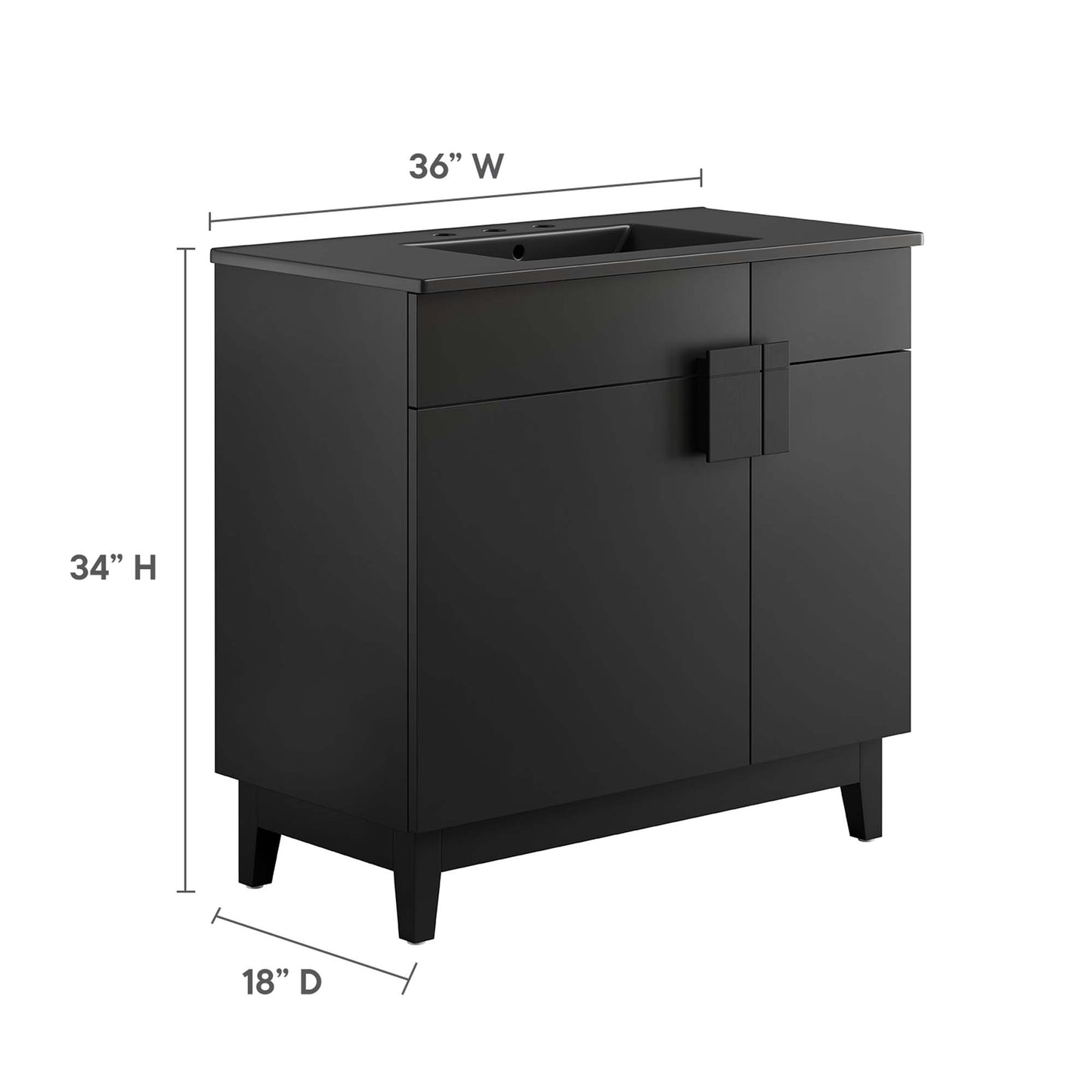 Modway - Miles 36? Bathroom Vanity by Modway  Bathroom Vanities Black - EEI-6485-BLK-BLK