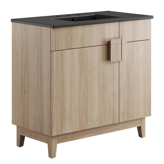 Modway - Miles 36? Bathroom Vanity by Modway  Bathroom Vanities Brown - EEI-6485-BLK-OAK
