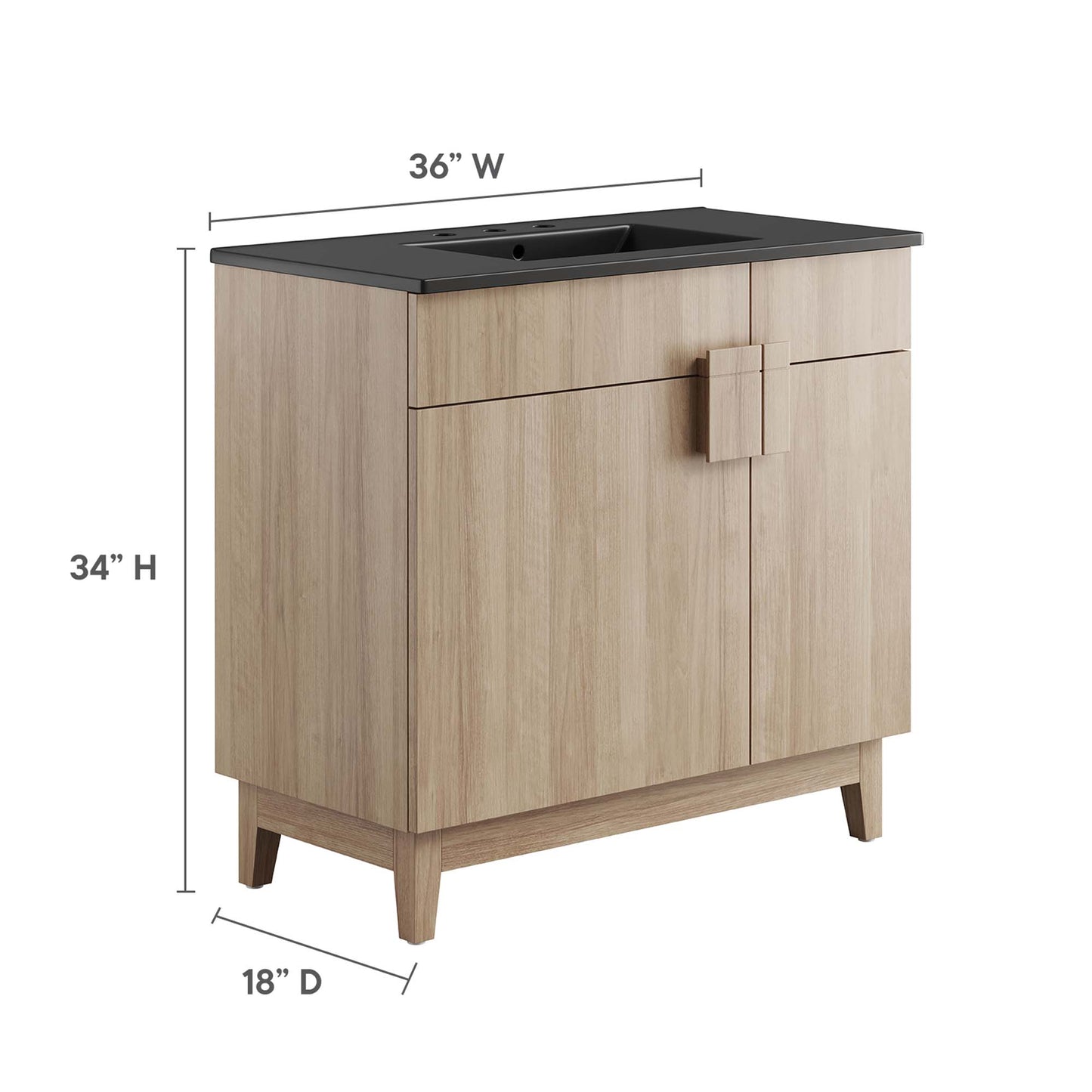 Modway - Miles 36? Bathroom Vanity by Modway  Bathroom Vanities Brown - EEI-6485-BLK-OAK