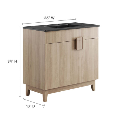 Modway - Miles 36? Bathroom Vanity by Modway  Bathroom Vanities Brown - EEI-6485-BLK-OAK