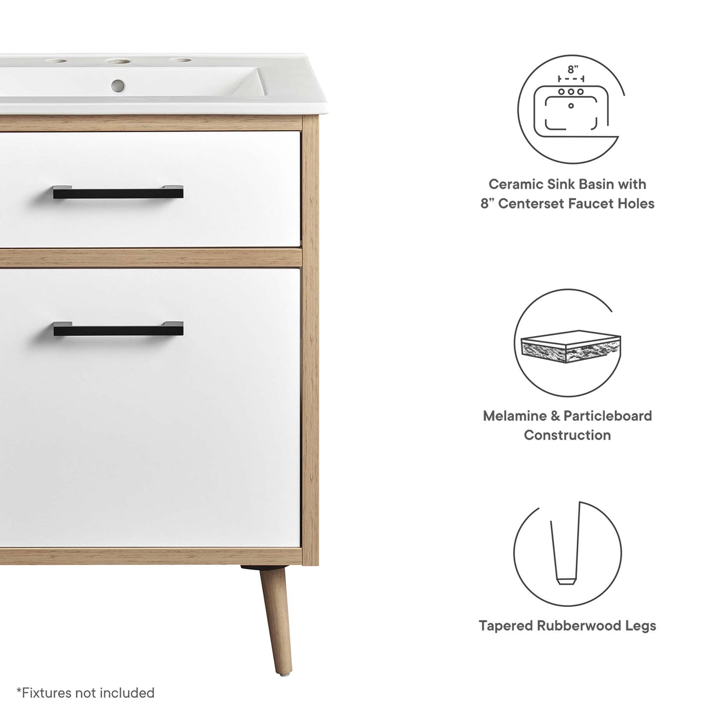 Modway - Maverick 24" Bathroom Vanity by Modway  Bathroom Vanities Brown - EEI-6498-WHI-OAK