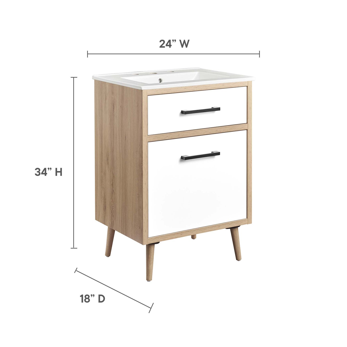 Modway - Maverick 24" Bathroom Vanity by Modway  Bathroom Vanities Brown - EEI-6498-WHI-OAK