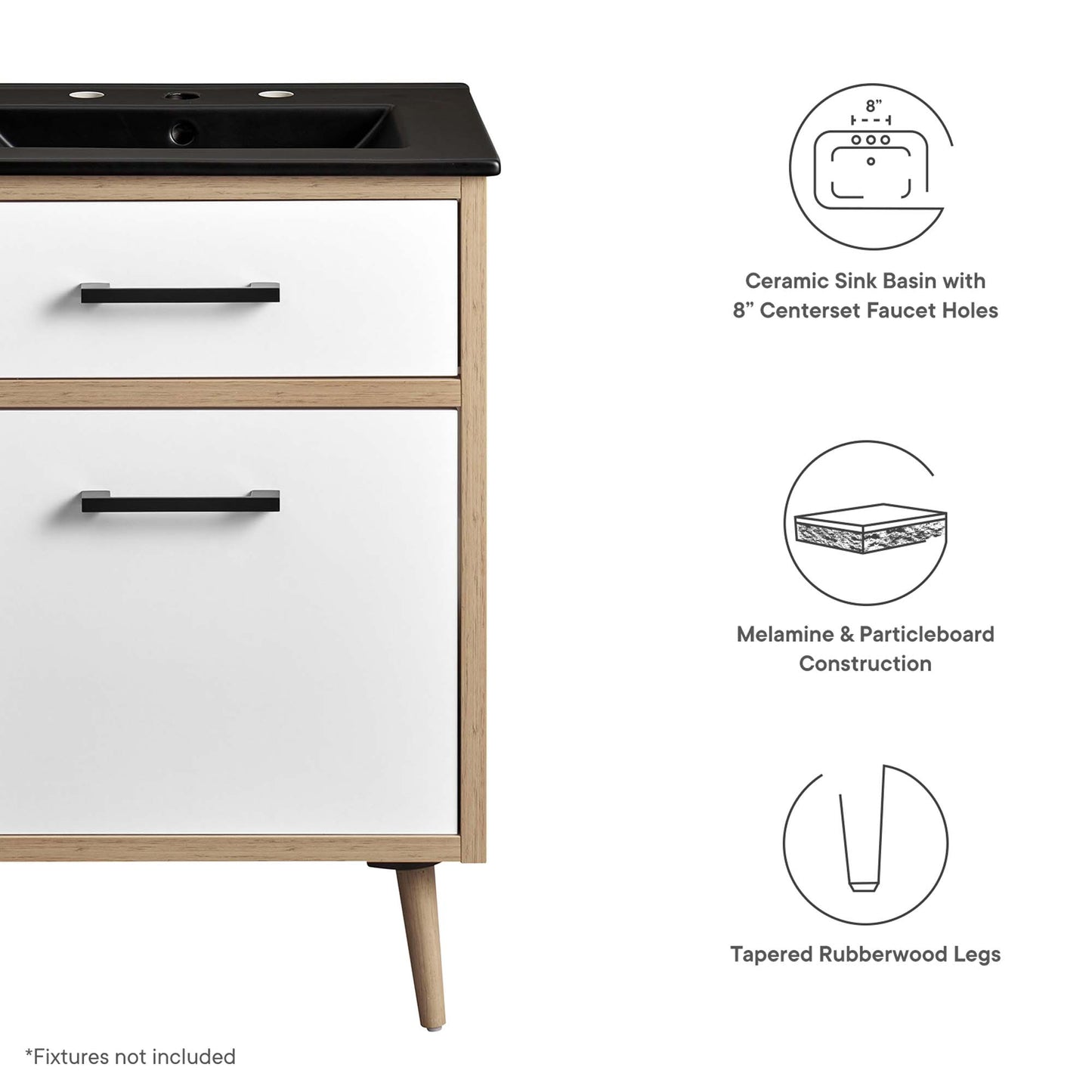 Modway - Maverick 24" Bathroom Vanity by Modway  Bathroom Vanities Brown - EEI-6499-BLK-OAK