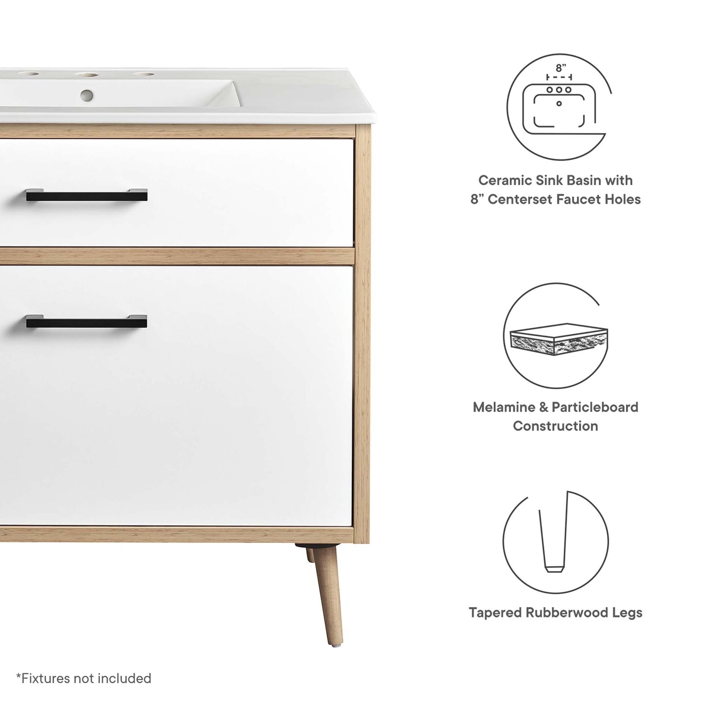 Modway - Maverick 36" Bathroom Vanity by Modway  Bathroom Vanities Brown - EEI-6500-WHI-OAK