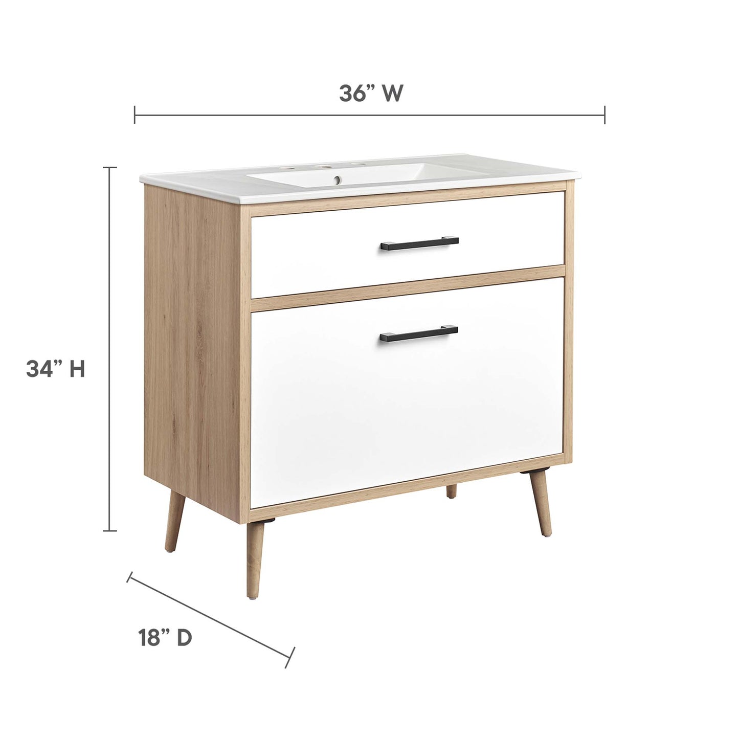 Modway - Maverick 36" Bathroom Vanity by Modway  Bathroom Vanities Brown - EEI-6500-WHI-OAK