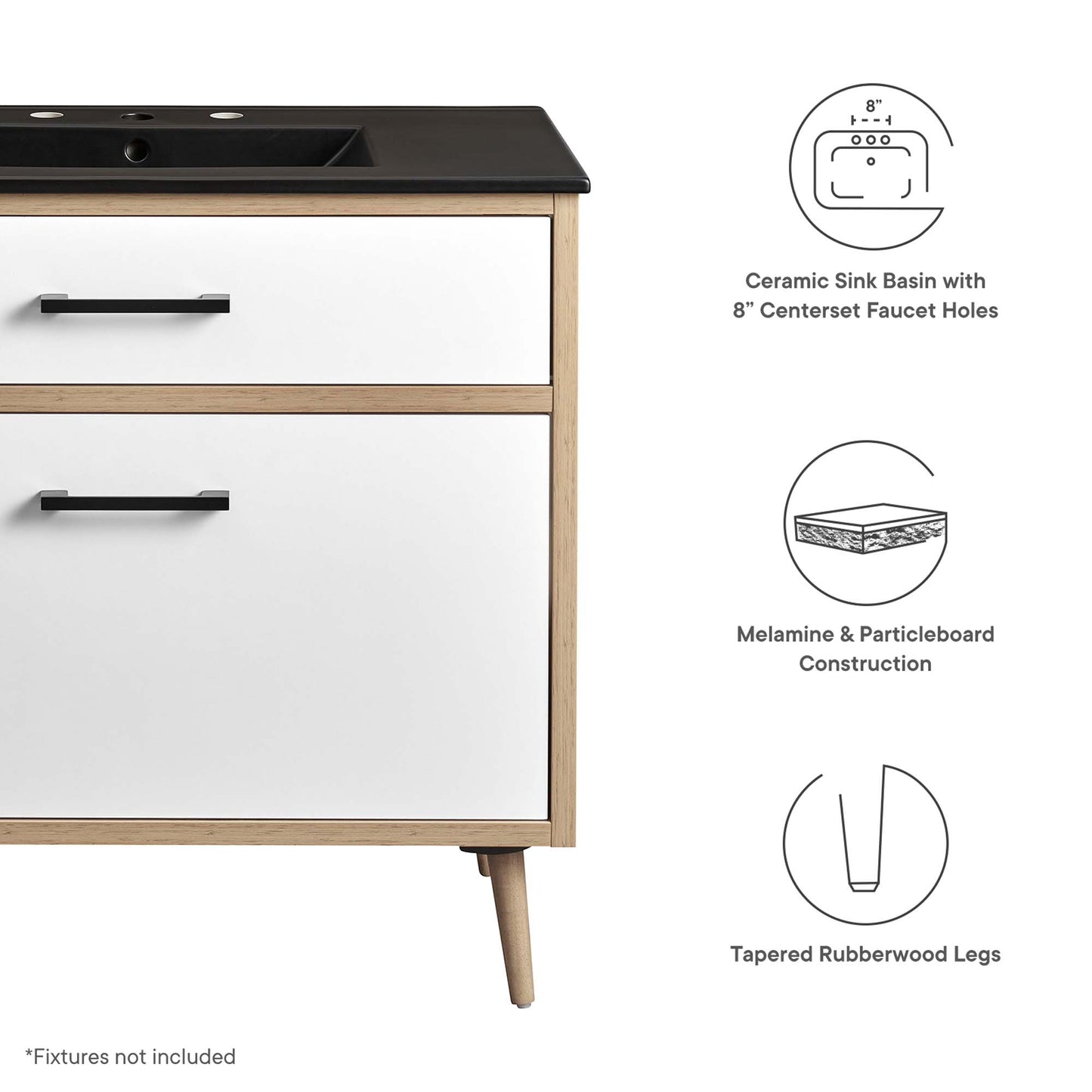 Modway - Maverick 36" Bathroom Vanity by Modway  Bathroom Vanities Brown - EEI-6501-BLK-OAK