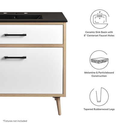 Modway - Maverick 36" Bathroom Vanity by Modway  Bathroom Vanities Brown - EEI-6501-BLK-OAK