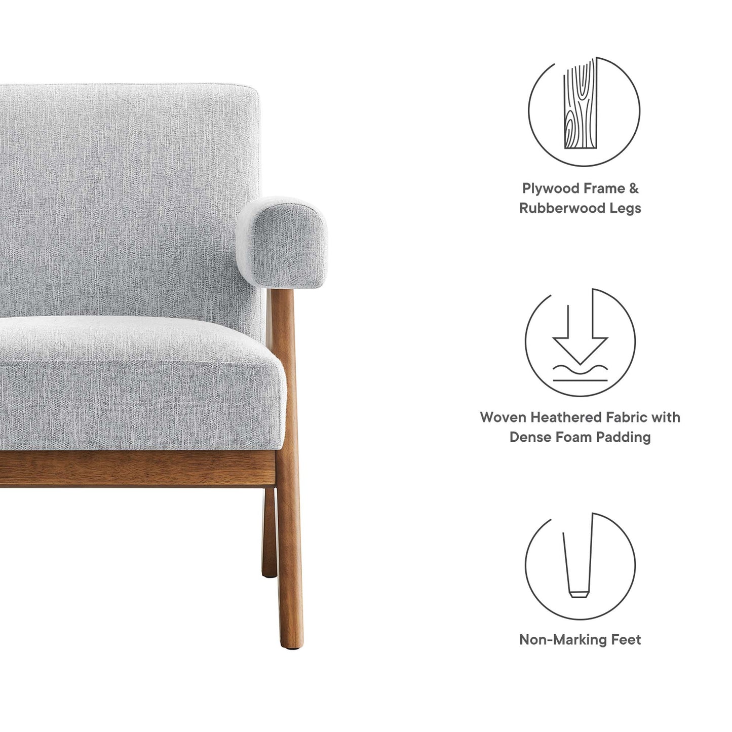 Modway - Lyra Fabric Armchair by Modway  Living Room Sofas and Armchairs Gray - EEI-6503-HLG