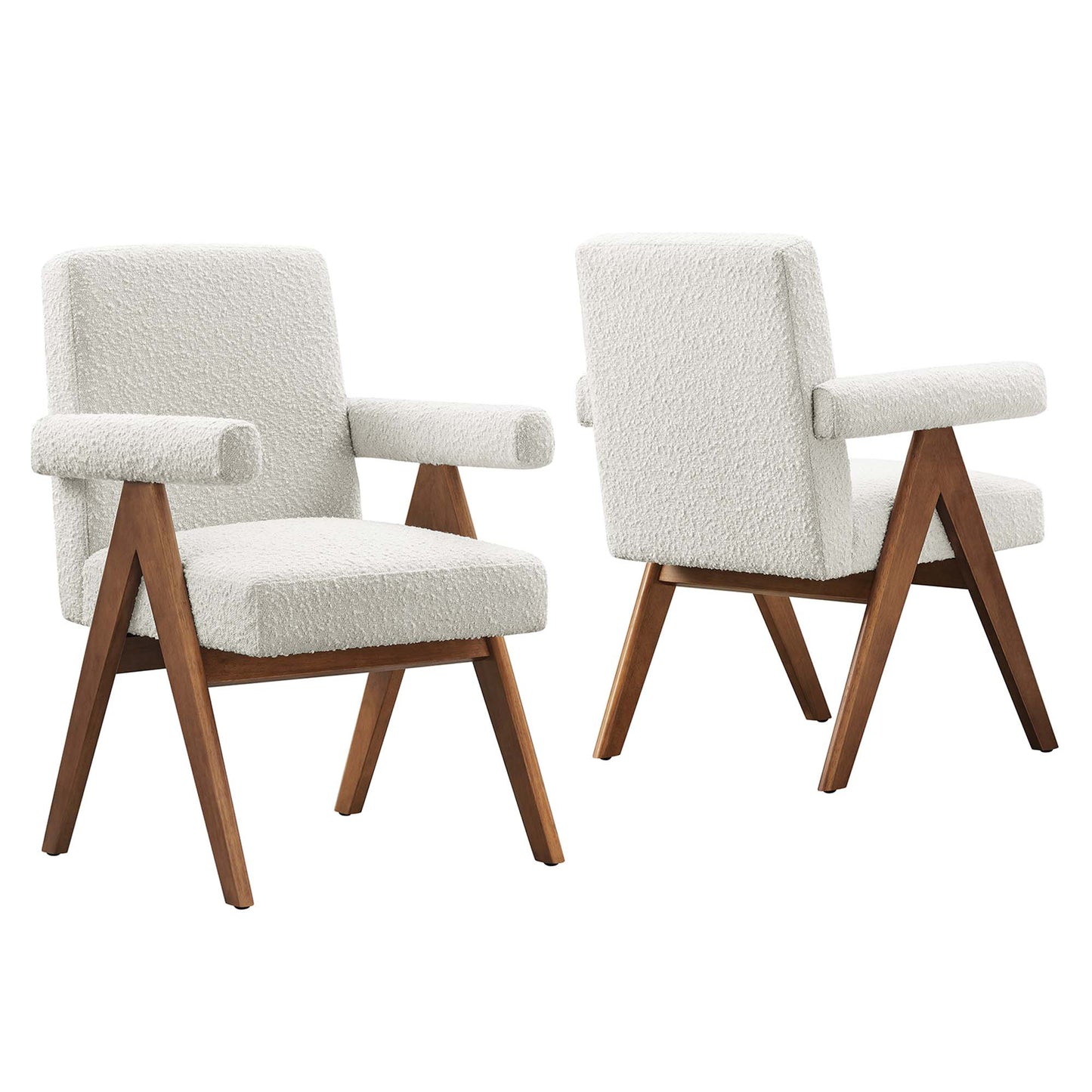 Modway - Lyra Boucle Fabric Dining Room Chair Set of 2 by Modway  Bar and Dining Dining Chairs White - EEI-6506-IVO