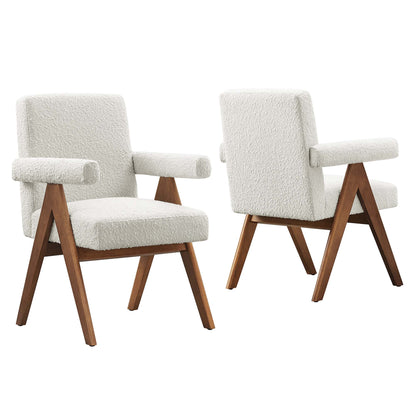Modway - Lyra Boucle Fabric Dining Room Chair Set of 2 by Modway  Bar and Dining Dining Chairs White - EEI-6506-IVO