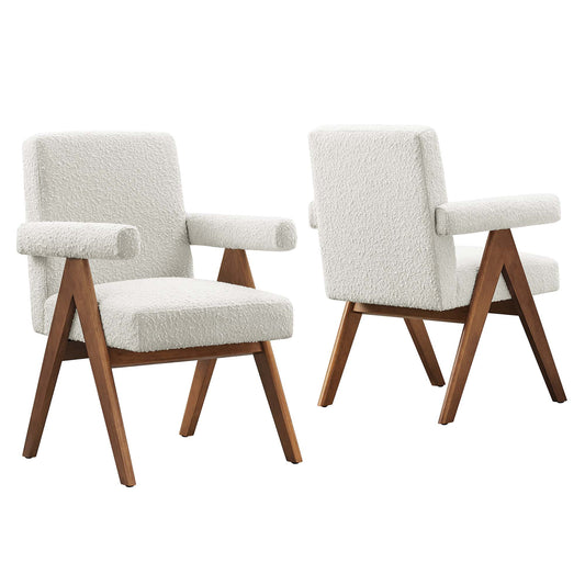 Modway - Lyra Boucle Fabric Dining Room Chair Set of 2 by Modway  Bar and Dining Dining Chairs White - EEI-6506-IVO