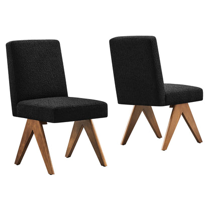 Modway Outlet Lyra Boucle Fabric Dining Room Side Chair Set of 2 by Modway  Bar and Dining Furniture Black - EEI-6508-BLK