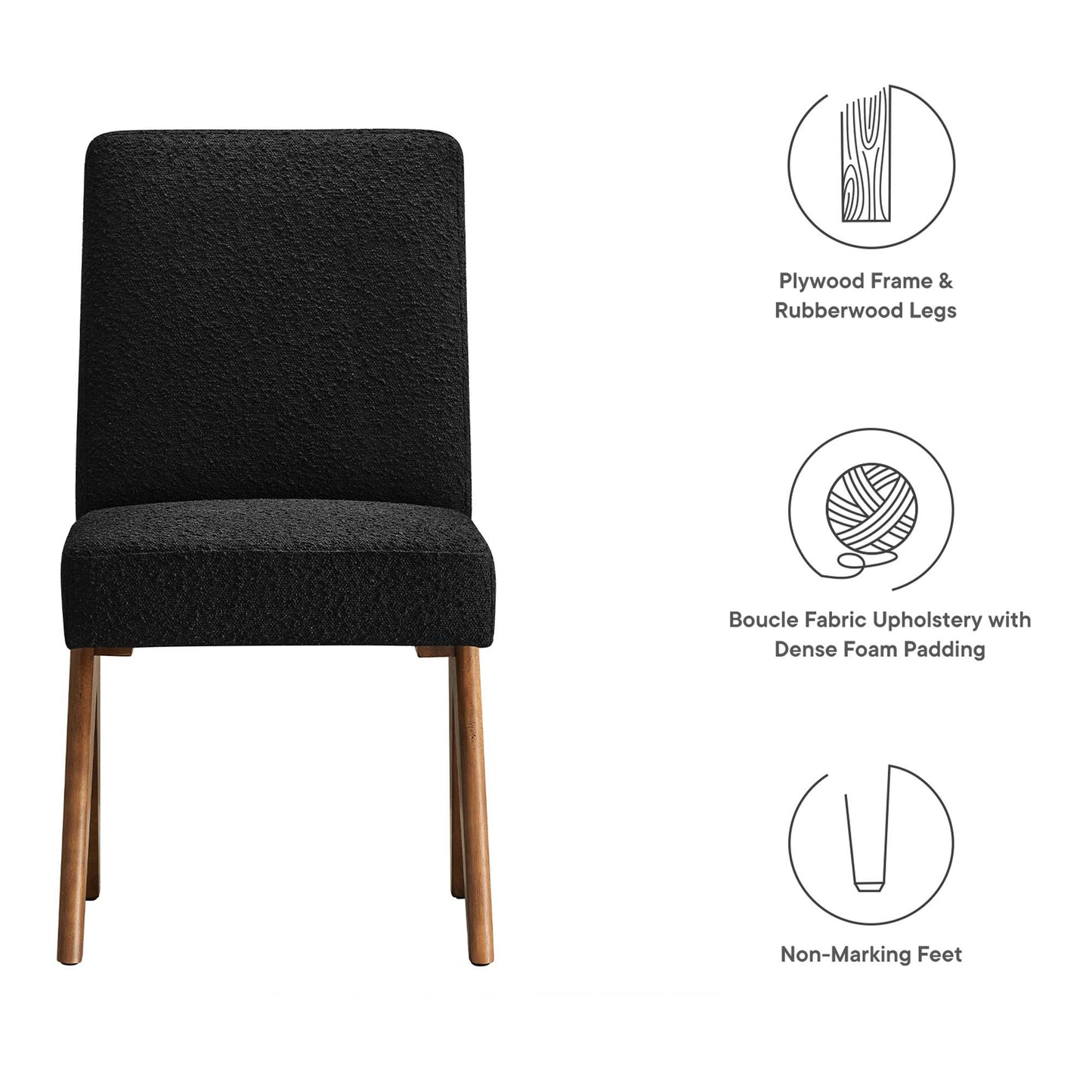 Modway Outlet Lyra Boucle Fabric Dining Room Side Chair Set of 2 by Modway  Bar and Dining Furniture Black - EEI-6508-BLK