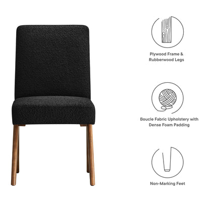 Modway Outlet Lyra Boucle Fabric Dining Room Side Chair Set of 2 by Modway  Bar and Dining Furniture Black - EEI-6508-BLK
