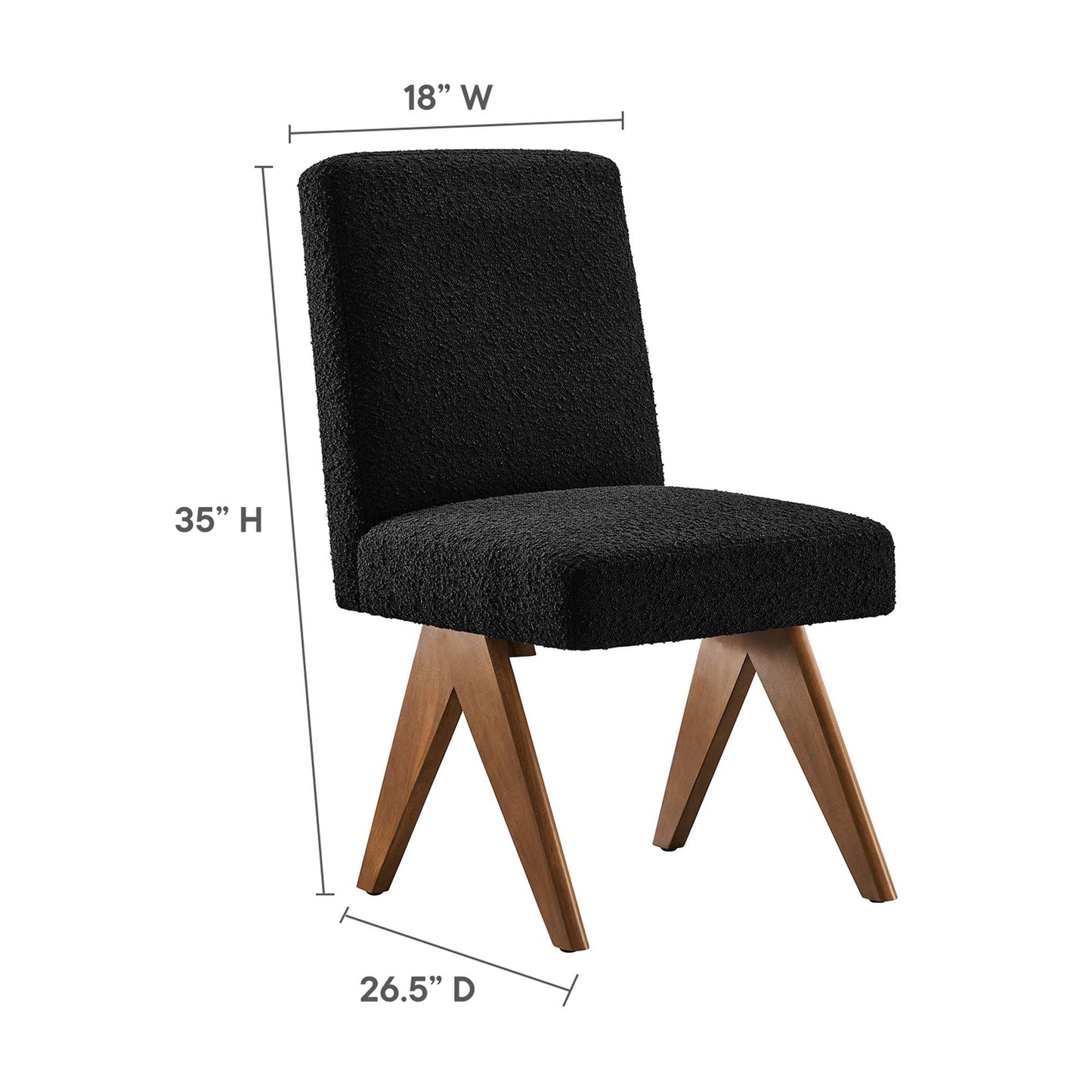 Modway Outlet Lyra Boucle Fabric Dining Room Side Chair Set of 2 by Modway  Bar and Dining Furniture Black - EEI-6508-BLK