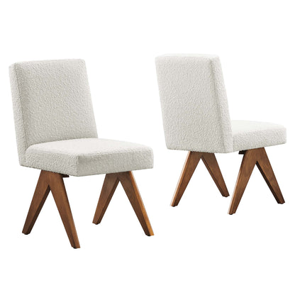Modway - Lyra Boucle Fabric Dining Room Side Chair Set of 2 by Modway  Bar and Dining Dining Chairs White - EEI-6508-IVO