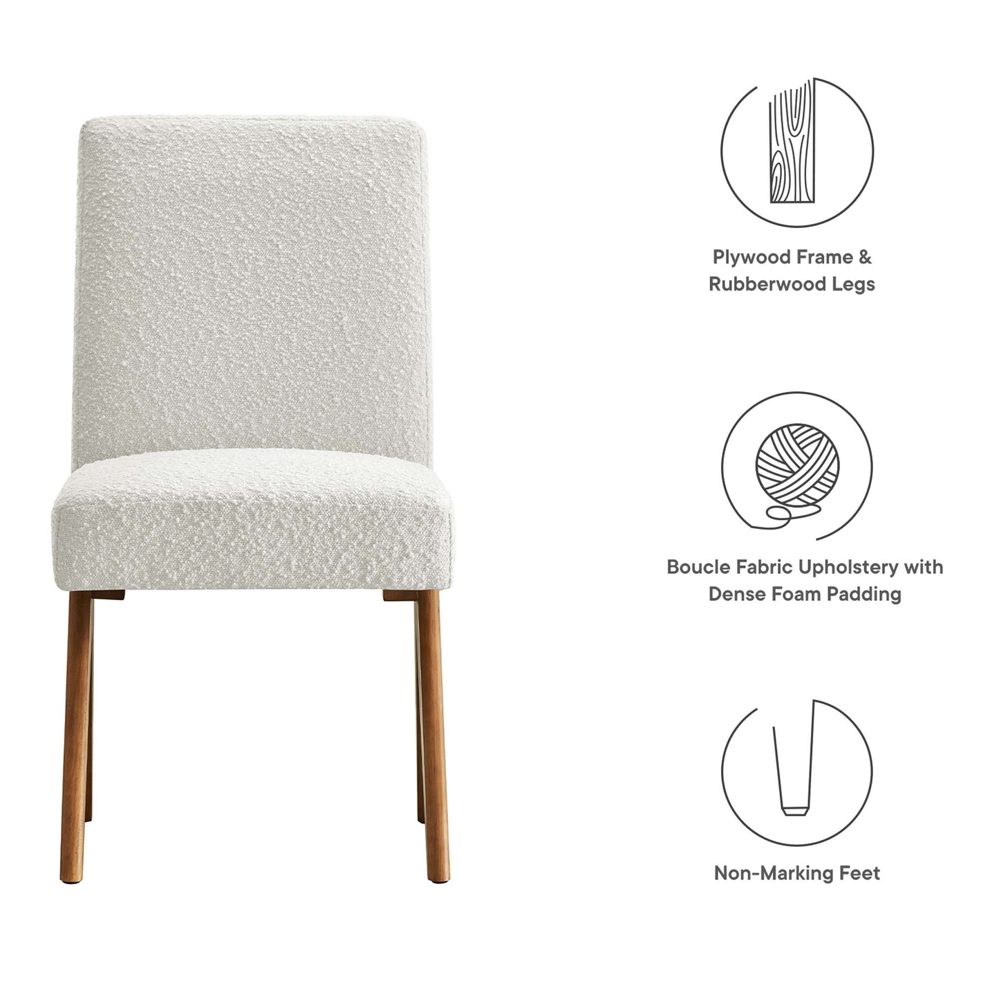 Modway - Lyra Boucle Fabric Dining Room Side Chair Set of 2 by Modway  Bar and Dining Dining Chairs White - EEI-6508-IVO