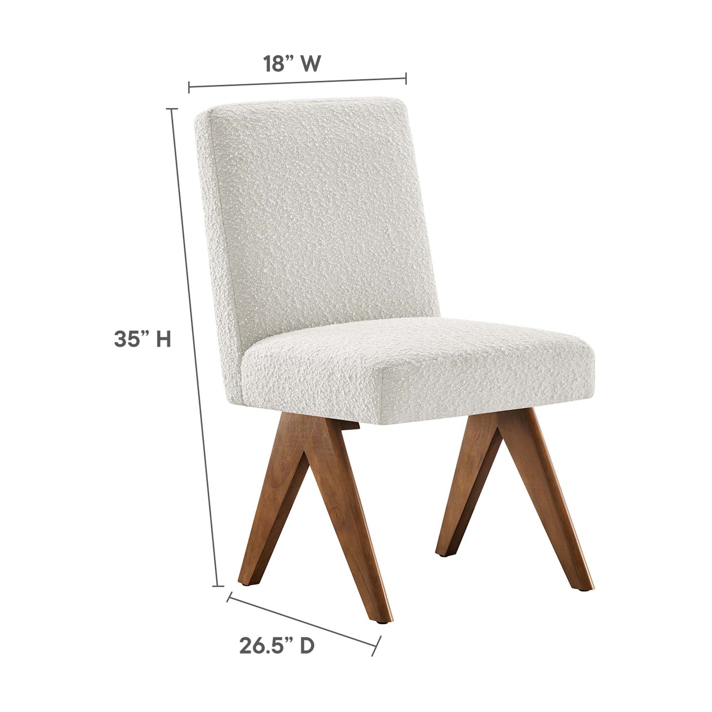 Modway - Lyra Boucle Fabric Dining Room Side Chair Set of 2 by Modway  Bar and Dining Dining Chairs White - EEI-6508-IVO