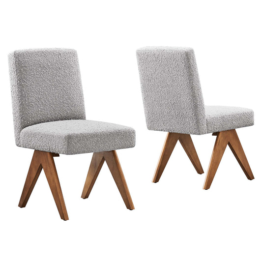 Modway Outlet Lyra Boucle Fabric Dining Room Side Chair Set of 2 by Modway  Bar and Dining Furniture Light Gray - EEI-6508-LGR