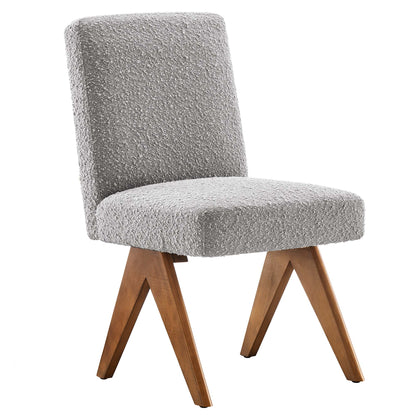 Modway Outlet Lyra Boucle Fabric Dining Room Side Chair Set of 2 by Modway  Bar and Dining Furniture Light Gray - EEI-6508-LGR