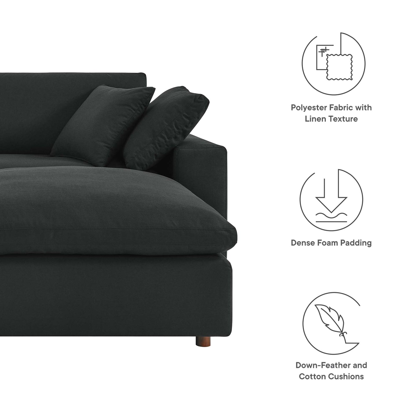 Modway Outlet Commix Down Filled Overstuffed Sectional Sofa by Modway  Living Room Furniture Black - EEI-6510-BLK