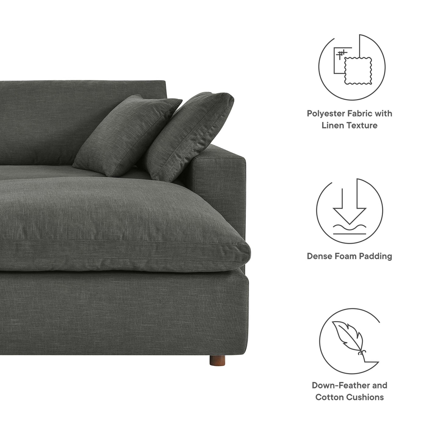 Modway Outlet Commix Down Filled Overstuffed Sectional Sofa by Modway  Living Room Furniture Gray - EEI-6510-GRY