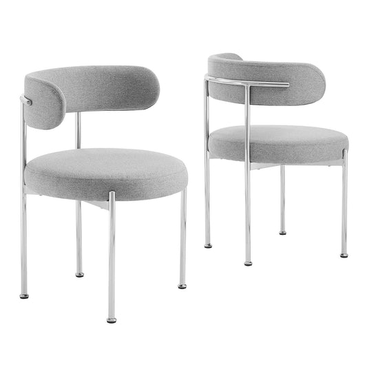 Modway Outlet Albie Fabric Dining Chairs Set of 2 by Modway  Bar and Dining Furniture Gray Silver - EEI-6517-GRY-SLV