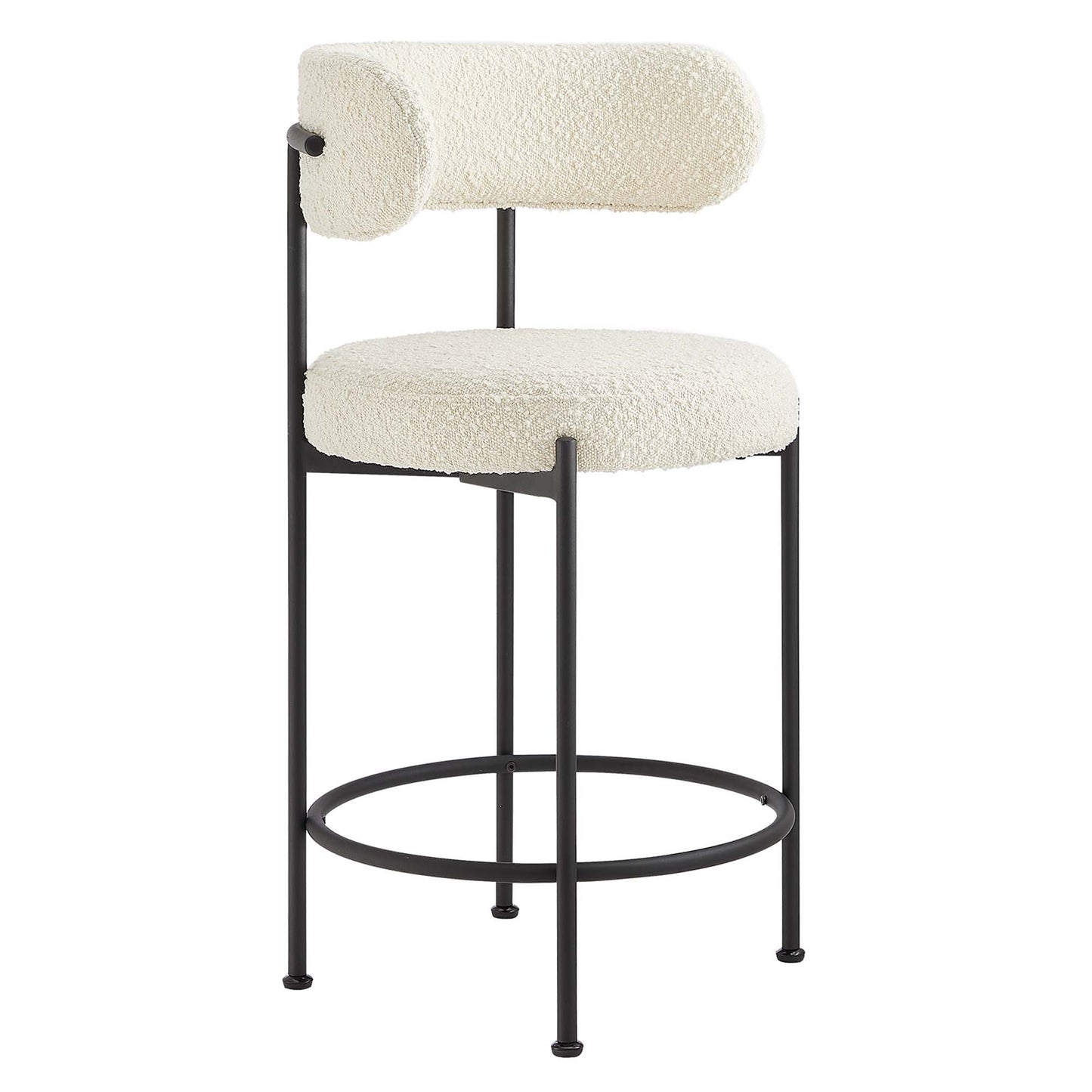 Modway - Albie Boucle Fabric Counter Stools Set of 2 by Modway  Bar and Dining Bar and Counter Stools White - EEI-6518-IVO-BLK