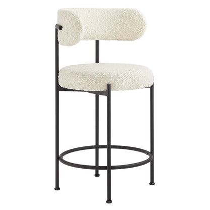 Modway - Albie Boucle Fabric Counter Stools Set of 2 by Modway  Bar and Dining Bar and Counter Stools White - EEI-6518-IVO-BLK